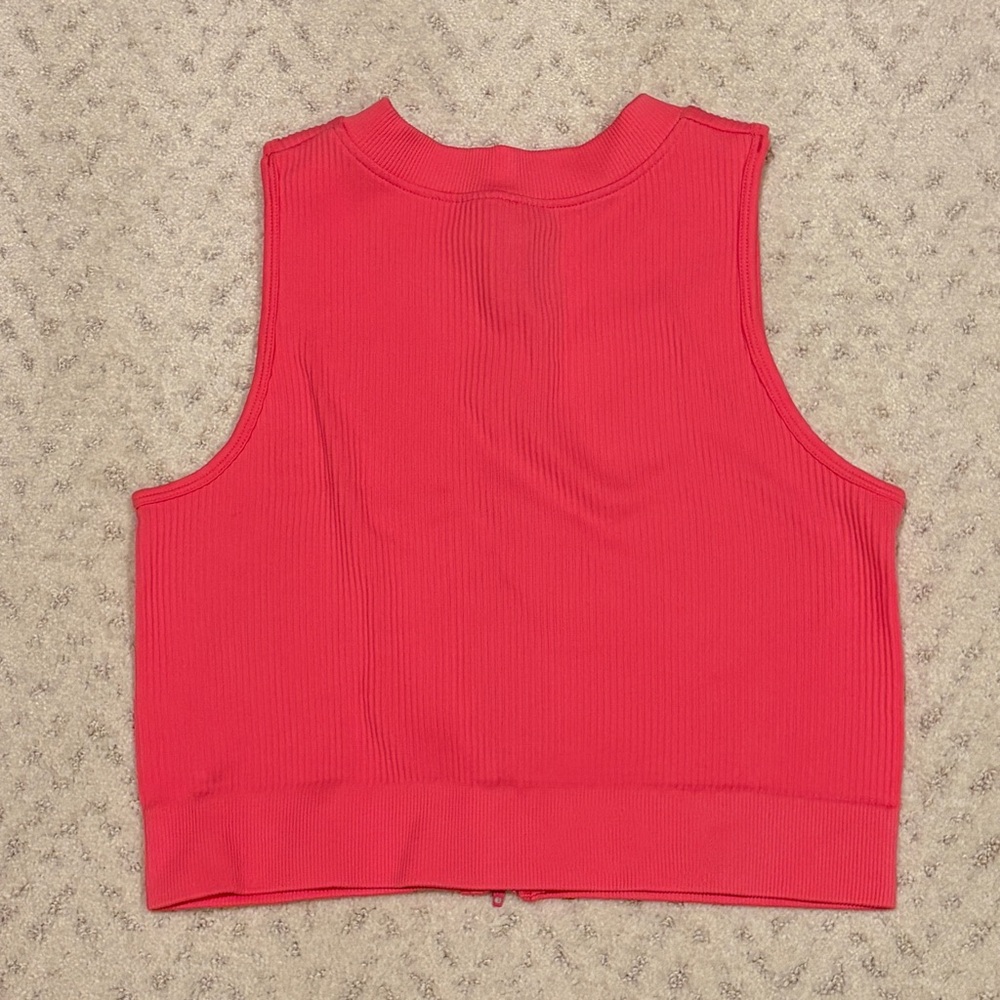 Sommer Ray Barbie Pink Cropped Ribbed Tank Top NEW Womens Large Zip Up Gift - Picture 12 of 12